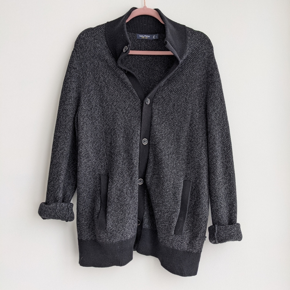 Nautica Grandpa Sweater Dark Grey